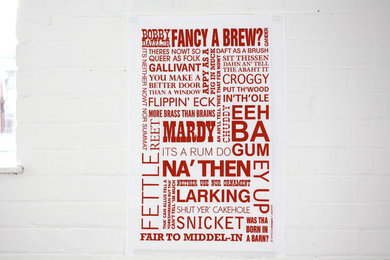 Yorkshire Dialect Tea Towel in Red