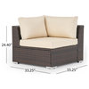 GDF Studio Tammy Rosa Outdoor 7 Seat Wicker Sofa Sectional Set, Multi-Brown/Beig