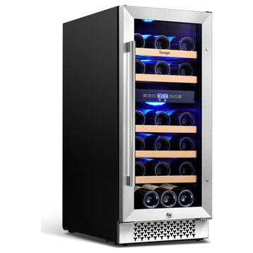 Yeego 15" 28-Bottles Built-In Wine Cooler Dual Zone Refrigerator Safety Lock