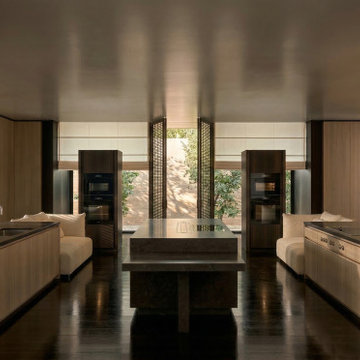 "The Obsidian Zen Atelier" Japandi Minimalism Kitchen #interiordesign