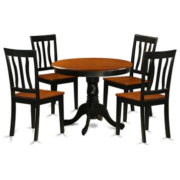Atlin Designs Antique 5-piece Wood Chairs and Table in Black and Cherry