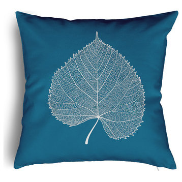 Leaf Study Accent Pillow With Removable Insert, Teal, 24"x24"