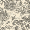 Majestic Crane Tropical Print Textured Wallpaper 57 Sq. Ft., Charcoal Cream, Double Roll