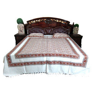 Mogul Interior - Cotton Paisley Printed Indian Inspired Bedcover, Set Of 3 - Blankets