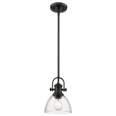 Hines Mini Pendant, Black, Seeded Glass