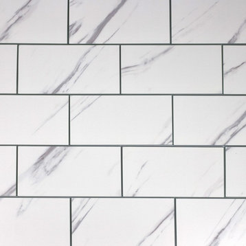 Nature 3 in x 6 in Glass Subway Tile in Carrara White