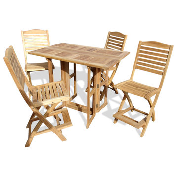 Grade A Teak 48"x31" Rectangular Folding Bar Table With 4-Folding Bar Chairs