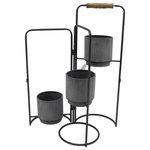 Sagebrook Home - Metal 22" 3-Tier Foldable Planters, Black - Bring a taste of the green outdoors into the comfort of your own home with just the addition of some fresh plants. Made of metal, this 3-tier planter stand is the perfect addition to your home assortment adding flair to your home. It features a stand, that allows this piece to be placed on the ground next to a desk, fireplace, or seating arrangement.
