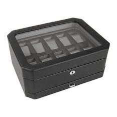 Watch Boxes 10-Piece Set Watch Box With Drawer In Black