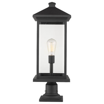 Z-Lite Portland 1-Light Outdoor Pier Mount, Black/Clear, 531PHBXLR-533PM-BK