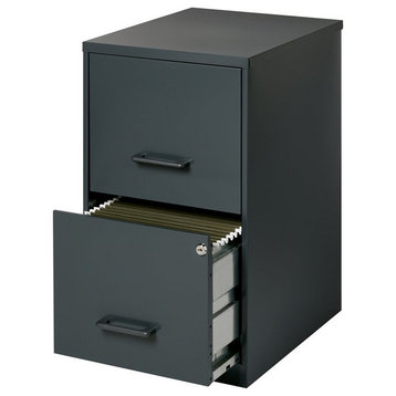 Space Solutions 18" Deep 2 Drawer Metal File Cabinet in Black