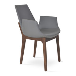EIFFEL ARM WOOD WALNUT-GREY PPM - Dining Chairs