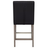 Leila Black PU Fabric Counter Height Barstool with Solid Wood Legs