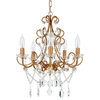 Theresa 5-Light Wrought Iron Crystal Chandelier, Gold