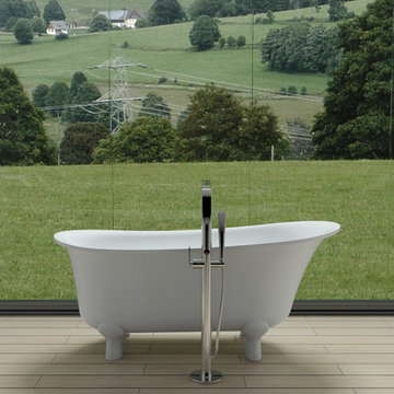 ADM Bathroom Rounded Freestanding Bathtub, White, 63" - SW-128 (63 x 27)