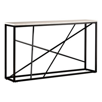 The 15 Best Stone Top Console Tables, Skinny Black Metal Console Table
