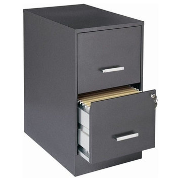 Scranton & Co 22" 2-Drawer Modern Metal File Cabinet with Lock in Charcoal
