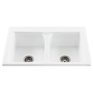 The Endurance Double-Bowl Kitchen Sink, White 33.25x22.25, 22.25x8