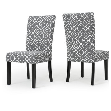 GDF Studio Jericho Quality Crafted Fabric Dining Chair, Set of 2, Gray