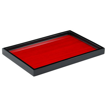 Red Tulipwood Lacquer Bathroom Accessories, Vanity Tray