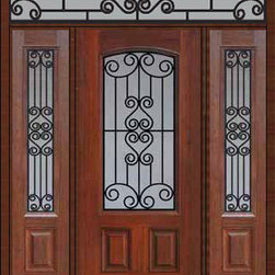 Prehung Sidelites-Transom Door 80 Fiberglass Verona Arch Lite - Front Doors