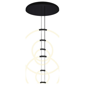 Hoops 6 Light LED Chandelier With Black Finish
