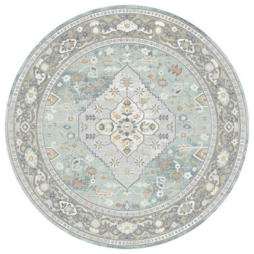 Windsor Aria Traditional Area Rug, Gray, 5'3" Round