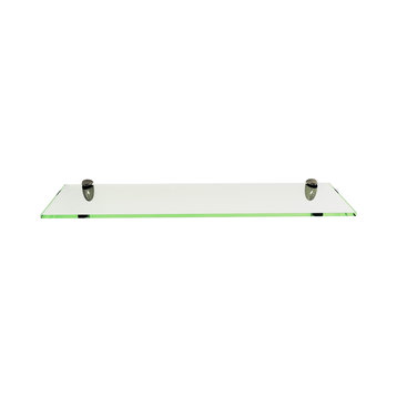 Rectangle Floating Glass Shelf  10 X 42 with Chrome Brackets