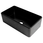 ALFI brand - ALFI brand ABF3318S 33" Farmhouse Single Basin Fireclay Kitchen - Black Matte - ABF3318S Features: Covered under ALFI Brand&#39;s 1 year warranty Constructed of fireclay Dual installation – sink can be installed under the countertop or as a farmhouse sink Single basin design for maximum work space Center drain location provides optimal draining capability ABF3318S Specifications: Sink Length: 33" (left to right) Sink Width: 18" (front to back) Sink Height: 10" (top to bottom) Basin Dimensions: 31-1/2" L x 16-1/2" W x 9-1/8" D Minimum Cabinet Size: 33" Drain Connection: 3-1/2"