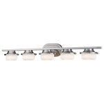 Z-Lite - Optum 5 Light Bathroom Vanity Light in Brushed Nickel - The Optum collection vanity fixtures incorporate a transitional vintage industrial style with chic contemporary. Utilizing Z-Lite?s new long-lasting, replaceble LED technology, these fixtures provide energy efficiency while delivering optimum illumination. Matte Opal glass is paired with optional Brushed Nickel or Chrome finishes creating a clean design.