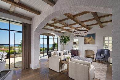 Example of a beach style living room design in Orange County