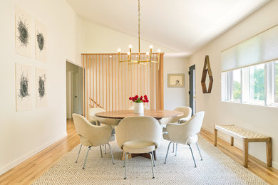 This is an example of a midcentury dining room in Denver.