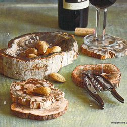 Roost Petrified Wood Bowl & Slab Coasters - Set/4  - SKU: ST390 - Cookware Sets