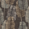 Rubber Tree Printed Textured Wallpaper, Charcoal, Double Roll