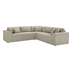 Apartment Size Sectional Sofas Houzz Petra Linen Sectional Sofa Beige