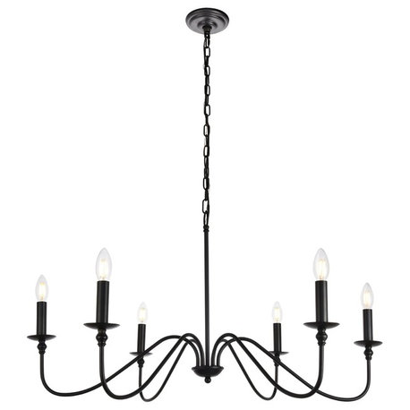 Rohan Collection Chandelier, 36"x19", 6-Light, Matte Black Finish
