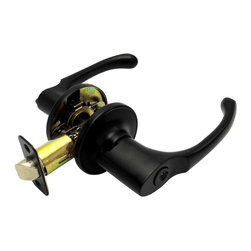 Designers Impressions - Arlington Design Matte Black Door Levers, Keyed Entry (Exterior) - Door Levers