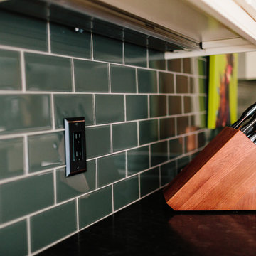 Green Glass Subway Tile Backsplash
