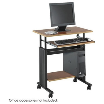 Pemberly Row 28" Height Adjustable Metal / Wood Workstation in Cherry