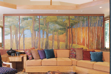 Example of a trendy living room design in Cincinnati