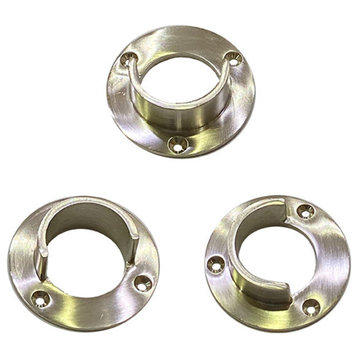 Brass Open End Flange With Set Screw, Satin Nickel Un-Lacquered