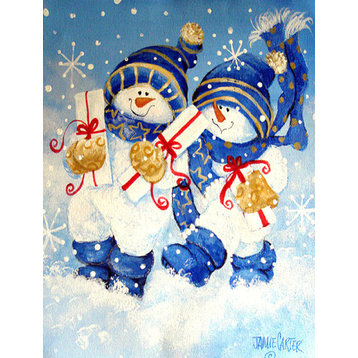 Holiday Delivery Snowman Flag Canvas