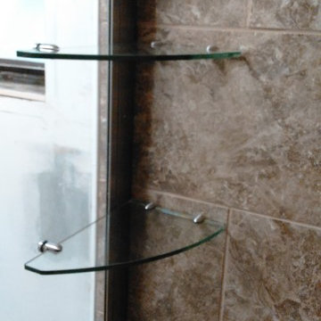 Bathroom- Tile Floor, shower pan build, Tile shower and shower door install