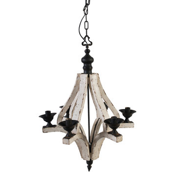 A&B Home Wood and Metal Chandelier, 22.5"x32.3" 35540