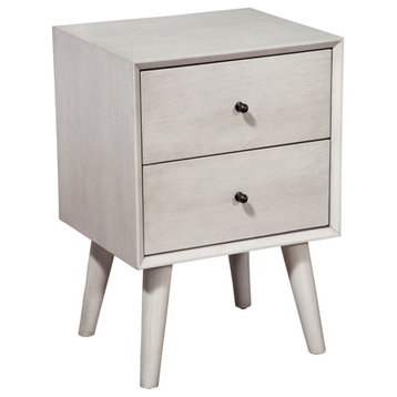 Alpine Furniture Flynn Mid Century Modern Wood 2 Drawer Nightstand in Gray