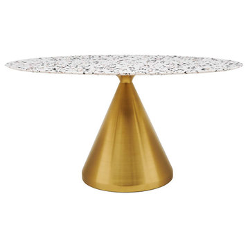 Tupelo 60" Oval Terrazzo Dining Table, Gold White