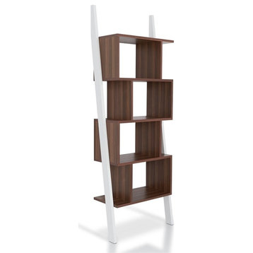 Furniture of America Lili Contemporary Wood 4-Shelf Bookcase in Light Walnut