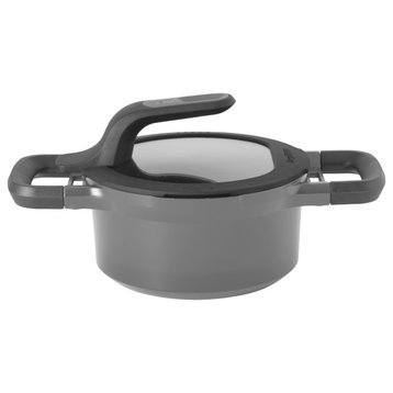 GEM 6.25" Non-Stick Covered Casserole, 1.1 Qt, Grey, Stay Cool