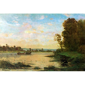 Charles Francois Daubigny Summer Morning on the Oise 18" x 27" Canvas Print
