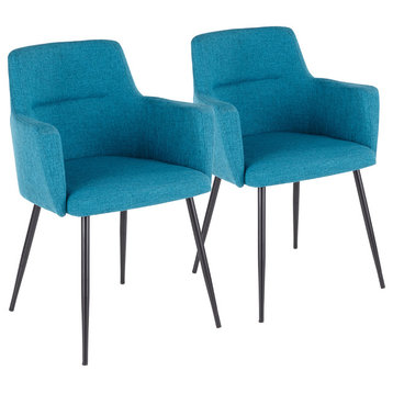 LumiSource Andrew Dining Chair, Gray, Set of 2, Teal/Black